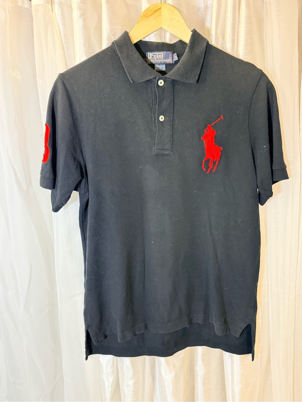 Polo by Ralph Lauren Black Polo with Red Pony Embroidery